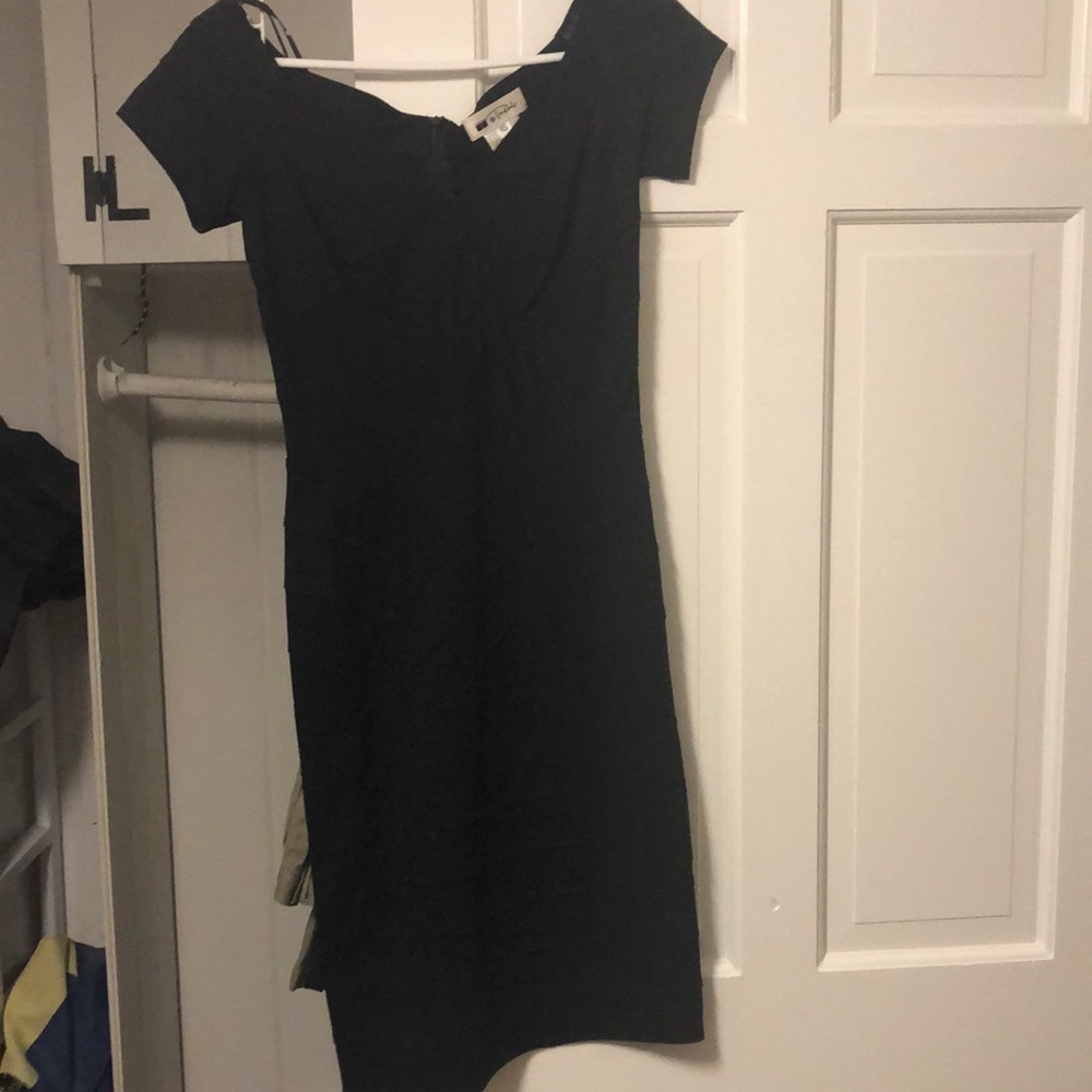 Black bandage-style cap sleeve dress, size XS